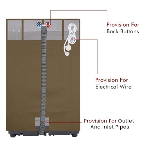 Image of Star Weaves Top Load Fully Automatic Washing Machine Cover for 6 kg, 6.5 kg, 7kg & 7.5 kg | Waterproof & Dustproof Polyester Fabric with Zipper | Protective Cover for Washing Machine (Beige,59X59X86)