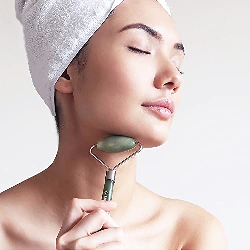 GingerChi Jade Roller for Face Care - Anti Aging Skin Roller for Face, Eyes, Cheeks, Forehead & Neck- Natural Skin Care Facial Tools- Made from Real Jade gua sha Stone- Relieve Fine Lines & Wrinkles