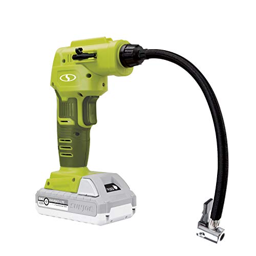 Image of Sun Joe 24V-AJC-AJV-LTE 24V IONMAX High Volume Inflator & Portable Air Compressor Kit, w / 2.0-Ah Battery + Charger, Storage Bag, 3 Inflation Adapters, and Nozzle Pin Attachments