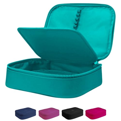 Estojo Escolar Box Grande Infantil Organizador Para Lapis Feminino Masculino Nylon Com Divisoria Necessarie Ziper Resistente Marca Calmfy (Turquesa.)
