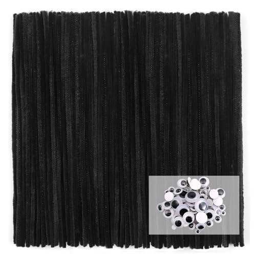 TOAOB 100pcs Tige de Fil Chenille Noir Thème Cure Pipes avec 100pcs Yeux Mobiles Autocollants Loisirs Creatifs Idéal pour Créer Toutes Sortes d'animaux Travaux Manuels TOAOB 100pcs Tige de Fil Chenille Noir Thème Cure Pipes avec 100pcs Yeux Mobiles Autocollants Loisirs Creatifs Idéal pour Créer Toutes Sortes d'animaux Travaux Manuels