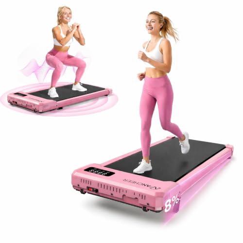 Pink Walking Pad Treadmill with Incline - Under Desk Treadmill with Vibration Plate 2.5HP Compact Portable Treadmills for Home Small Spaces Office Remote Control