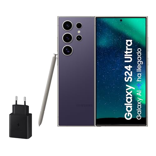 Samsung Galaxy S24 Ultra Y Cargador 45w, Teléfono Móvil Con Ia, Smartphone Android, 12 Gb Ram, 512 Gb Almacenamiento, Cámara 200mp, S Pen, Batería Larga Duración, Violeta Titanium Versión Española Samsung Galaxy S24 Ultra Y Cargador 45w, Teléfono Móvil Con Ia, Smartphone Android, 12 Gb Ram, 512 Gb Almacenamiento, Cámara 200mp, S Pen, Batería Larga Duración, Violeta Titanium Versión Española
