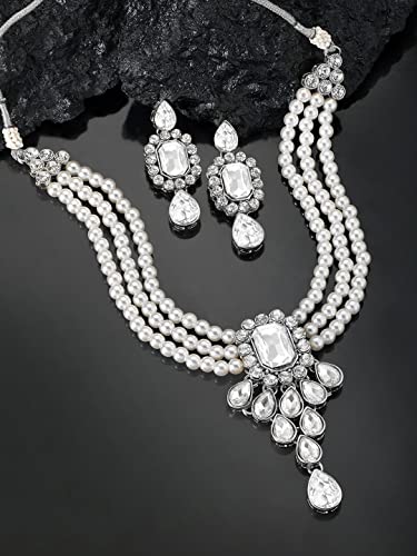 Image of Peora Crystal Faux Pearl Jewellery Gift Set for Women