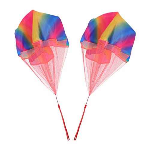 MUSISALY 2Pcs Hand Throw Parachute Outdoor Rainbow Parachute for Family Activities Enhancing Parent Interaction