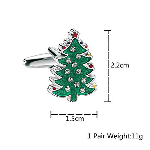 Mancuernillas para hombre árbol Navidad acero blanco verde miniatura 2