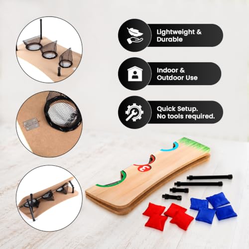Mantraraj Bean Bag Toss Game Foldable Wooden Board Kids Family Fun Outdoor Indoor Throwing Game Gift - Image 5