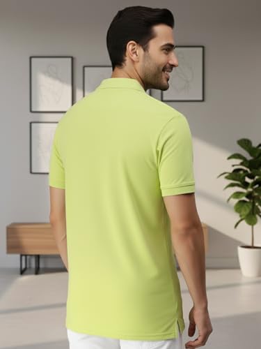 Image of Lux Cozi Men's Polo T-Shirt Regular Fit Half Sleeves with Pocket | Cotton Blend Polo Neck Collar T-Shirt for Men | Casual, Office Comfortable Breathable T-Shirt | Stylish Plain Tee