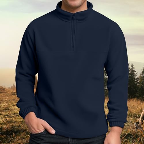 Pull manches longues couleur unie avec col montant zippé décontracté - 2