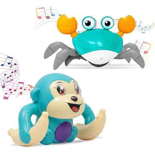 Wembley Rolling Musical Monkey and Crawling Crab Toy Combo | Rechargeable Sensory Tummy Time Toys | Gift for Kids and Toddlers-image-46
