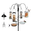 Ointo Garden 6-Hook Bird Feeding Station, Steel Multi-Feeder Kit Stand for Attracting Wild Birds w/ 4 Bird Feeders, Bird Bath, Mesh Tray and Squirrel Guard Baffle?94 Inch