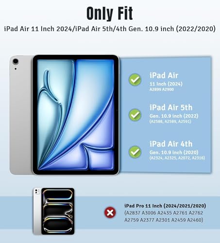 Image of ProElite Case for Apple iPad Air 11 inch M4 /M3 /M2 2026 /2025 /2024, Air 5th /4th Gen 10.9 inch [Auto Sleep /Wake Cover] [Pencil Holder] [Soft Flexible Case] Recoil Serie, Ocean Blue