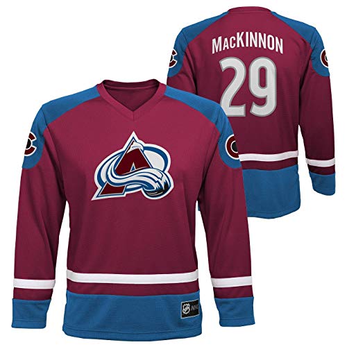 Outerstuff NHL Kids Youth 4-20 Long Sleeve Name and Number Player Jersey (Nathan MacKinnon Colorado Avalanche Burgundy, X-Large)