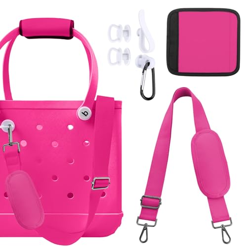 Image of Strap Wrap for Bogg Bag Accessories, Adjustable Shoulder Crossbody Long Strap with Handle Wrap for XL Medium Bog Bag Simply Southern Beach Rubber Tote Bags -Pink