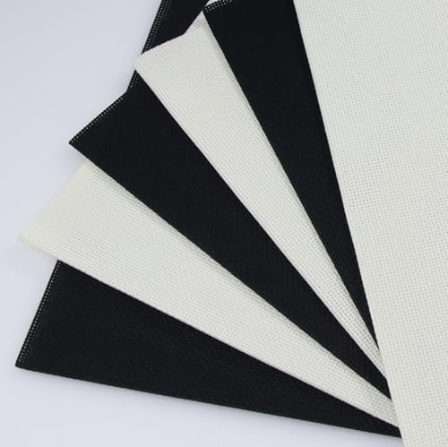 Image of KCS 4 /6 pc of 12 inch x 18 inch(30cmx45cm) 18CT Counted Cotton Aida Cloth Cross Stitch Fabric (6 pc, Antique White+Black)