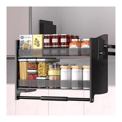 XLTFUC Adjustable Pull-Down Shelves Kitchen Wall Cabinet Storage Organizer 2 Layer, Upper Kitchen Wall Cabinet Storage Organizer(410x260x540mm)