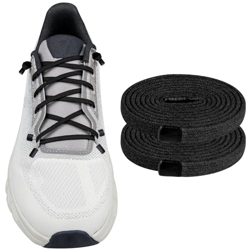 Endoto Elastic Shoelaces for ON Cloudtilt Sneakers 4MM No Tie Shoes Laces Replacements Stretchy Bungee Running Training(Color:Black Size:26Inch)