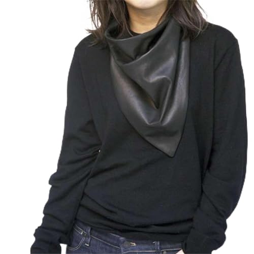 Womens Warm Long Shawl Winter Large Scarves Faux Leather Triangle Scarf Head Cover Kerchief