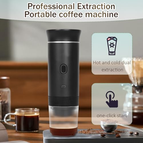 Image of 3-in-1 Portable Coffee Maker, Self-Heating Espresso Machine, USB Rechargeable Travel Coffee Maker, Compact for Office, Travel, Camping - Black