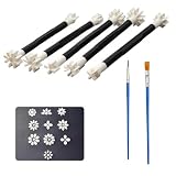 7 Pack Flower Petal Dotting Tools Set, Mandala Dot Art Tools For Rocks Painting, Ceramic &Amp; Glass, Includes 10 Different Embossing Tips For Diy Decorating Cakes And Cookies (6 Inch)