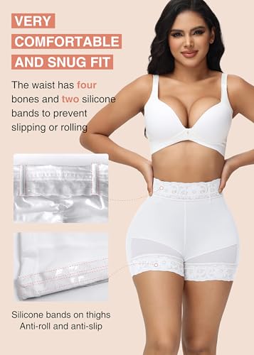 Image of SHAPSHE Butt Lifter Shapewear Shorts for Women, High-Waist Tummy Control | 4 Flexible Waist Stays | Silicone Waist & Leg Grips | Contoured Back Seams | Mesh Thigh Panels | Lace-Trimmed Leg Hem