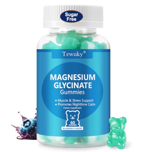 Magnesium Glycinate Gummies 500mg Sugar-Free for Adults & Kids Magnesium Gummies for Sleep Stress & Muscle Relief Supports Bone & Nerve Health Vegan Pectin-Based 60 Count Blueberry Flavor