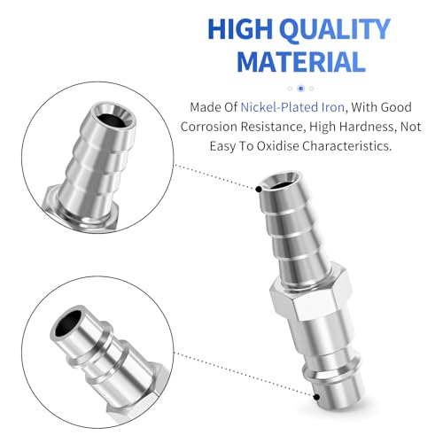 Acoplamiento rápido de aire en hierro niquelado duradero para manguera de 6mm, pack de 10 4