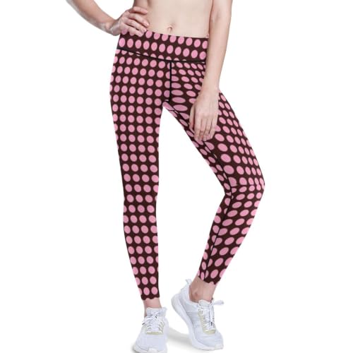 Leggings de yoga para mujer ropa deportiva elástica Y2k de lunares retro rosa marrón XS-XXL
