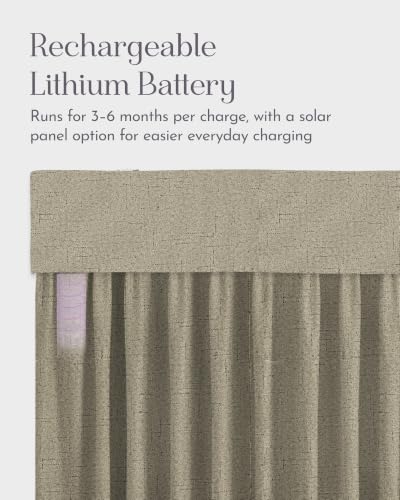 Image of Graywind Motorized Curtains with Track, 100% Blackout Smart Curtains, Rechargeable Curtains Compatible with Alexa & Remote Control for Large Windows, Custom Drapes Up to 220 inch, Trace (Taupe)