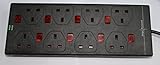 pro elec 5 m 8 Way 8 Gang Surge Protected Switched Neon Extension Lead - Black - Image 4