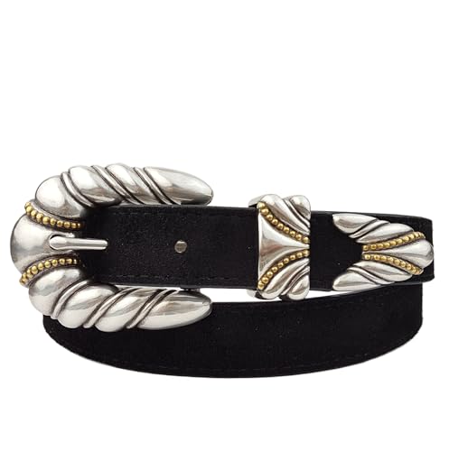 Quality Western Silver Buckle set with genuine suede belt