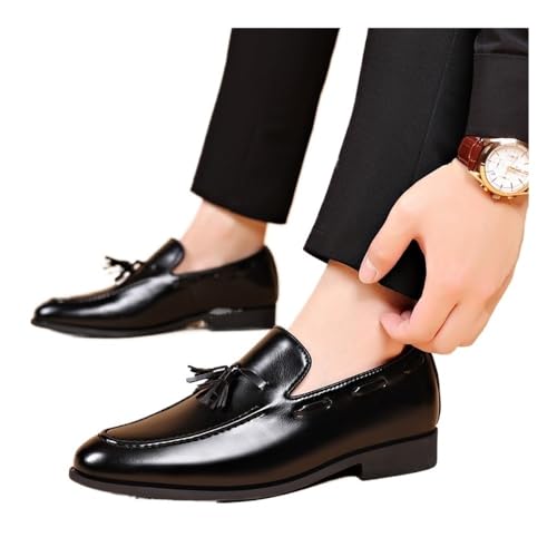 Summer Leather Shoes Large Size Business Casual Shoes Wedding Lace-up Men's Shoes Oxfords(Black,10)
