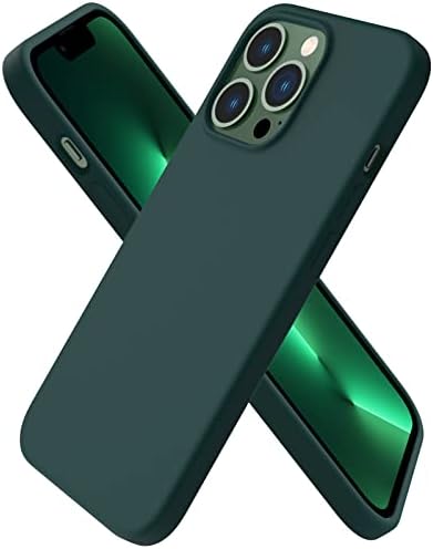 ORNARTO Compatible with iPhone 13 Pro Case 6.1, Slim Liquid Silicone 3 Layers Full Covered Soft Gel Rubber Case Cover 6.1 inch-Clover Grass Green
