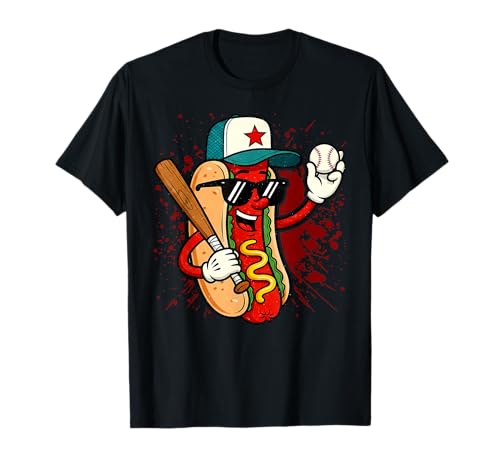 Retro Vintage Baseball Hot Dogs - Funny T-Shirt