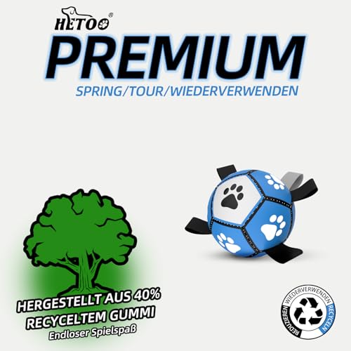 HETOO Hundeball Hundespielzeug Ball mit Griff für Hund Interaktives Schleppen von Krieg Wasser Hundebälle Spielzeug Geburtstagsgeschenk für Klein/Mittel Hunde (5 Zoll Blau Grau)