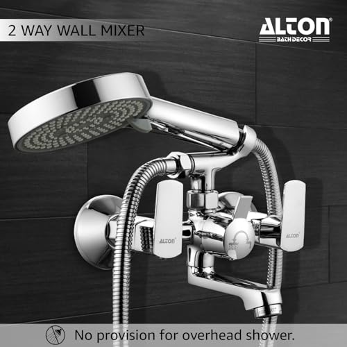 Image of ALTON QDRL5895 Brass Wall Mixer With 5-Function Hand Shower, SS-304 Grade 1.5 Meter Tube and Crutch, Chrome Finish