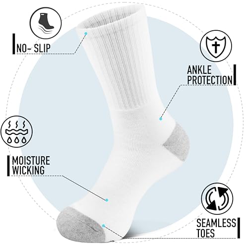 NevEND 6 Pairs Cotton Crew Socks Athletic Lightweight for Men Boys2