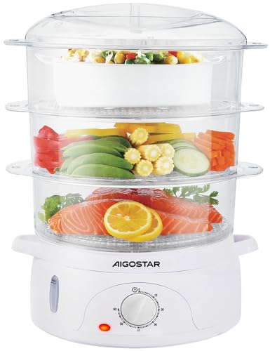 Aigostar Fitfoodie 30CFO - Vaporera Eléctrica 9L Capacidad, 800 W, Libre de BPA, Temporizador hasta...