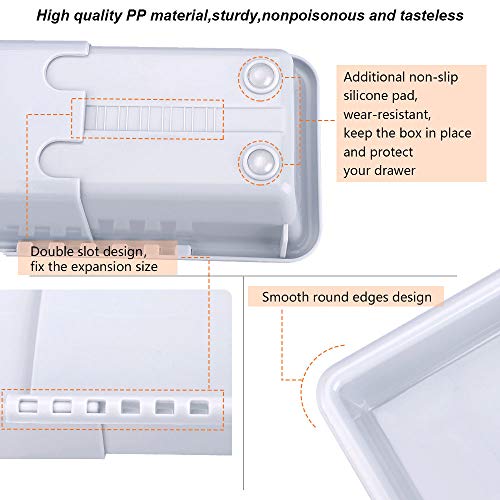 Mebbay Expandable Drawer Organizer Grey Plastic Makeup Junk Drawer Organizer for Bathroom Office Kitchen (6)