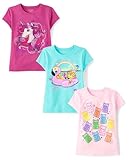 The Children's Place,Girls,Assorted Everyday Short Sleeve Graphic T-Shirts,Multipacks,Flamingo/Gummy Bears/Unicorn 3-Pack,Medium