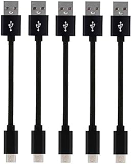 Short Micro USB Cable, dethinton [5 Pack 25CM] Short Nylon Braided High Speed USB to Micro USB Charging Cables Compatible Android Device.(Black) 