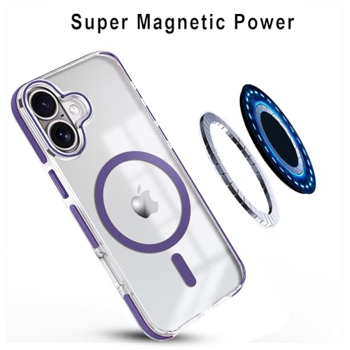 Image of MINTZZ ️ for iPhone 16 Plus Case, Compatible with MagSafe, Military-Grade Protection, Yellowing Resistant, Scratch-Resistant TPU Back, Magnetic Phone Case for iPhone 16 Plus Purple
