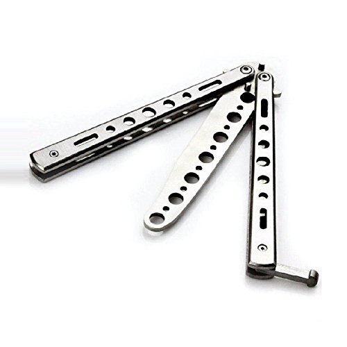Leegoal Practice Butterfly Knife,Full Stainless Steel Unsharpened Blade 100% Safe Dull Butterfly Knife Trainer Butterfly Knife for Training