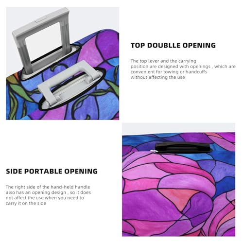 Stained Glass Pumpkins Elastic Travel Luggage Covers Dustproof Scratch-Resistant Suitcase Protector Fit 22-24 Inch3