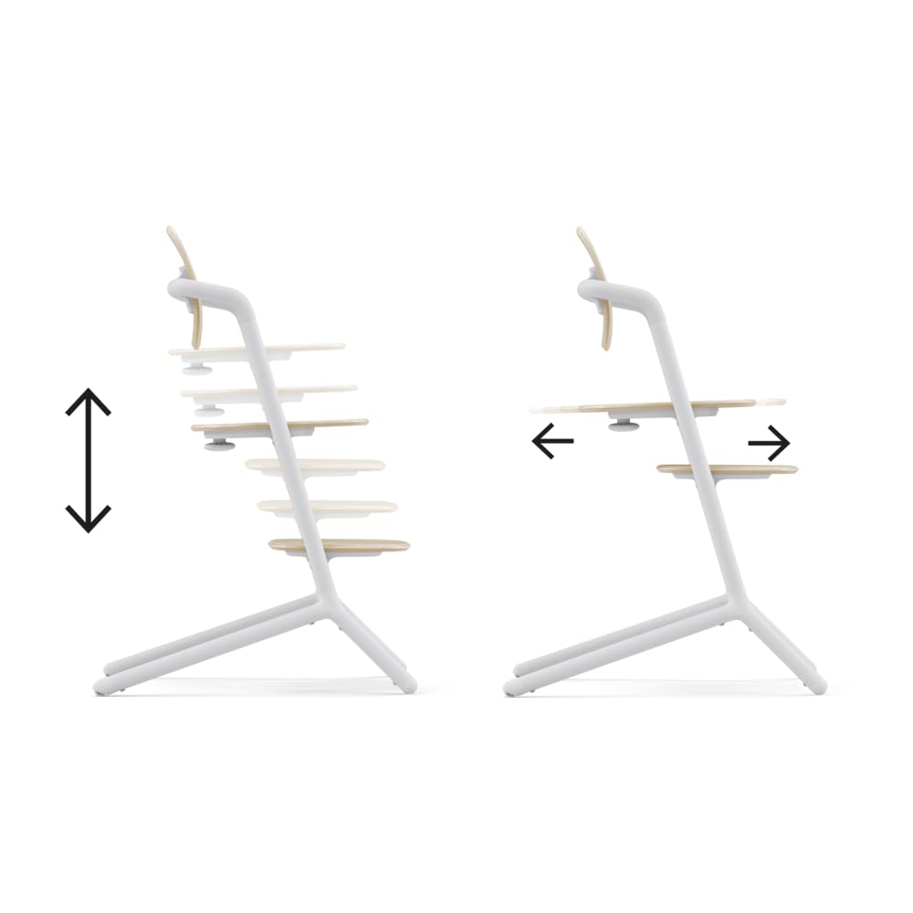 CYBEX Gold LEMO Chaise Haute ; Grandit avec l’Enfant, 3 - 99 ans ; Peut être utilisée dès la naissance grâce à des attaches séparées ; Aluminium / Plastique; Sand White