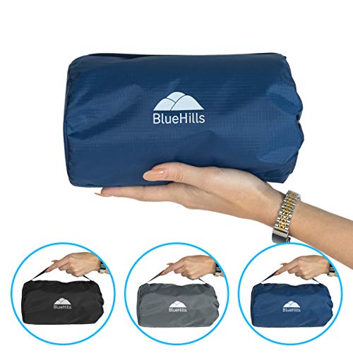 BlueHills Ultra Compact Travel Blanket Pillow in Portable Bag Case with Hand Luggage