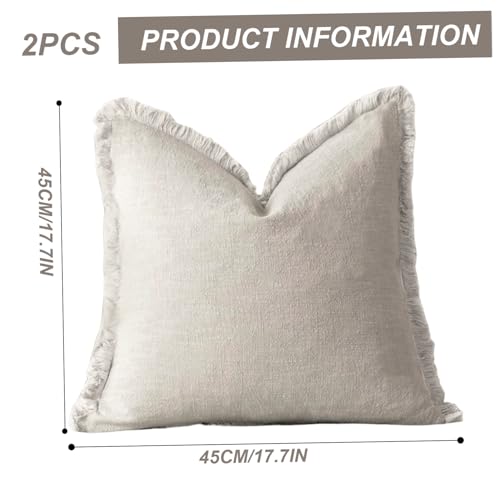 Housse de coussin douce pour canapé rêche | Solution déco beige 45x45cm - 6