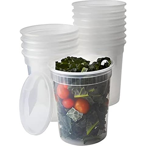 Avant Grub Food Storage Containers, BPA-Free Plastic, Deli Grade with Leakproof Lids, 12ct. Durable 32 Oz Microwave and Freezer Safe Containers for Takeout, Meal Prep, Storage, Keeps Food Fresh Longer Cover