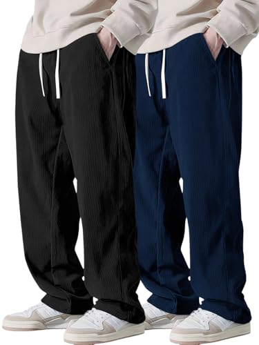 Image of Pinkmint Men's Poly-Lycra Loose Fit Trousers, Korean-Style Casual Pants with Side Pockets, Comfortable Travel (Available in Plus Sizes)