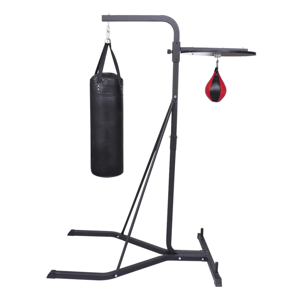 vidaXL Boxsack Stand Boxstand Box Sandsack Station Boxbirne Doppelendball Bag schawarz und rot